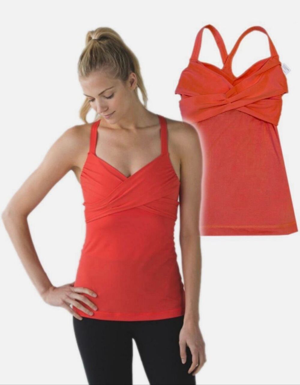 Lululemon Wrap It Top in Two Tone Corwl Orange